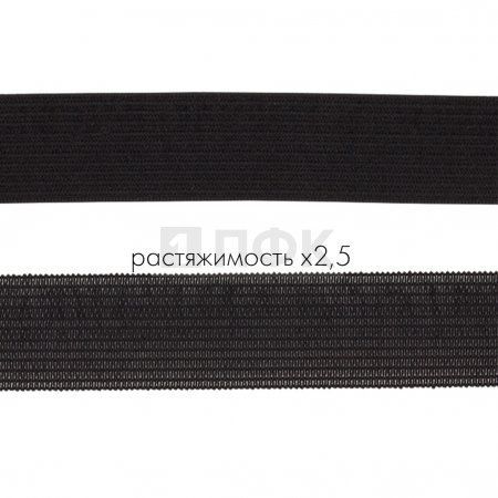 Резинка вязанная 25мм 7.5 гр/м цв черный (рул 40м/уп 480м) Резинка вязанная 25мм 7.5 гр/м цв черный (рул 40м/уп 480м)