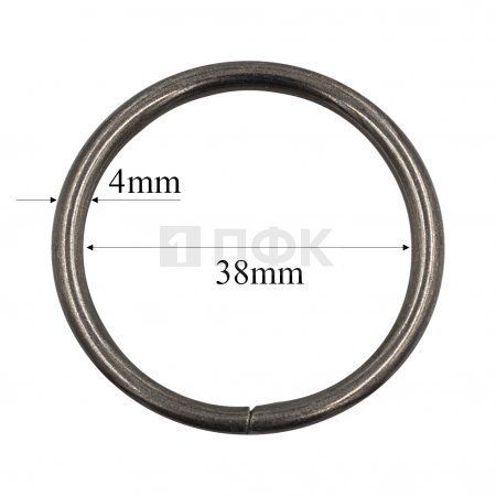 Кольцо металлическое 38мм (толщ 4мм) цв никель тем (уп 500шт/5000шт)