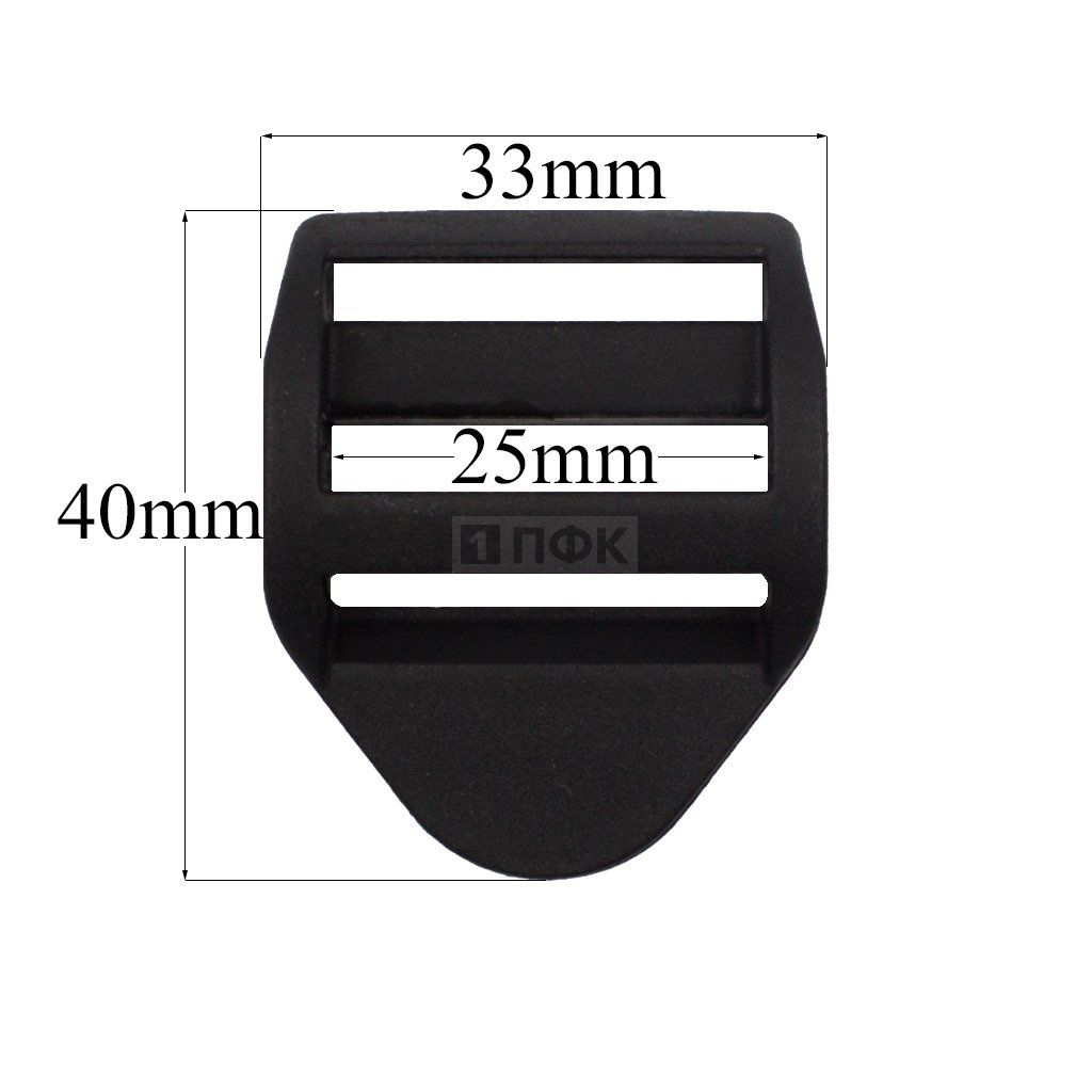 Пряжка-крыло трехщелевая К-25 ПФЛ 25мм цв черный (уп 1000шт/10000шт) 