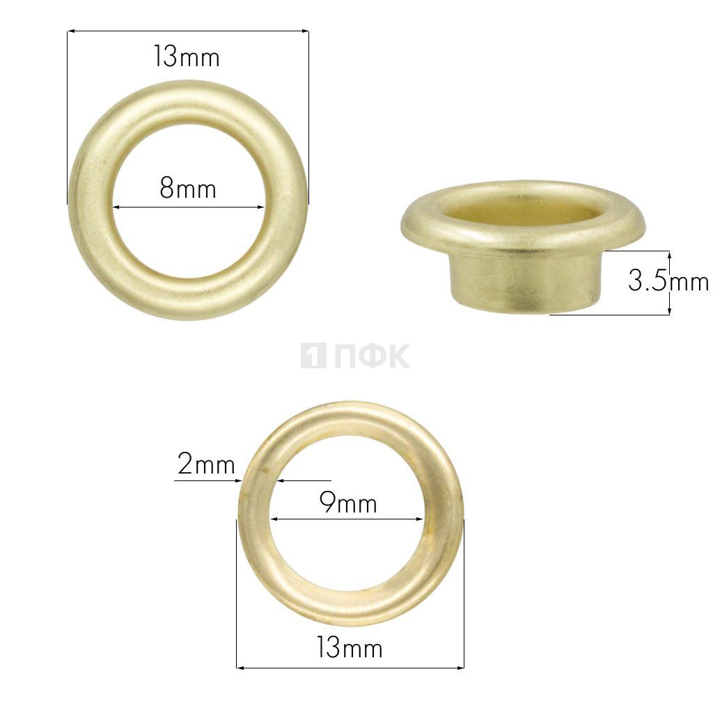 Люверсы №5 8мм сталь эконом цв золото (уп 2000шт/50000шт) — ПФКР Люверсы №5 8мм сталь эконом цв золото (уп 2000шт/50000шт)