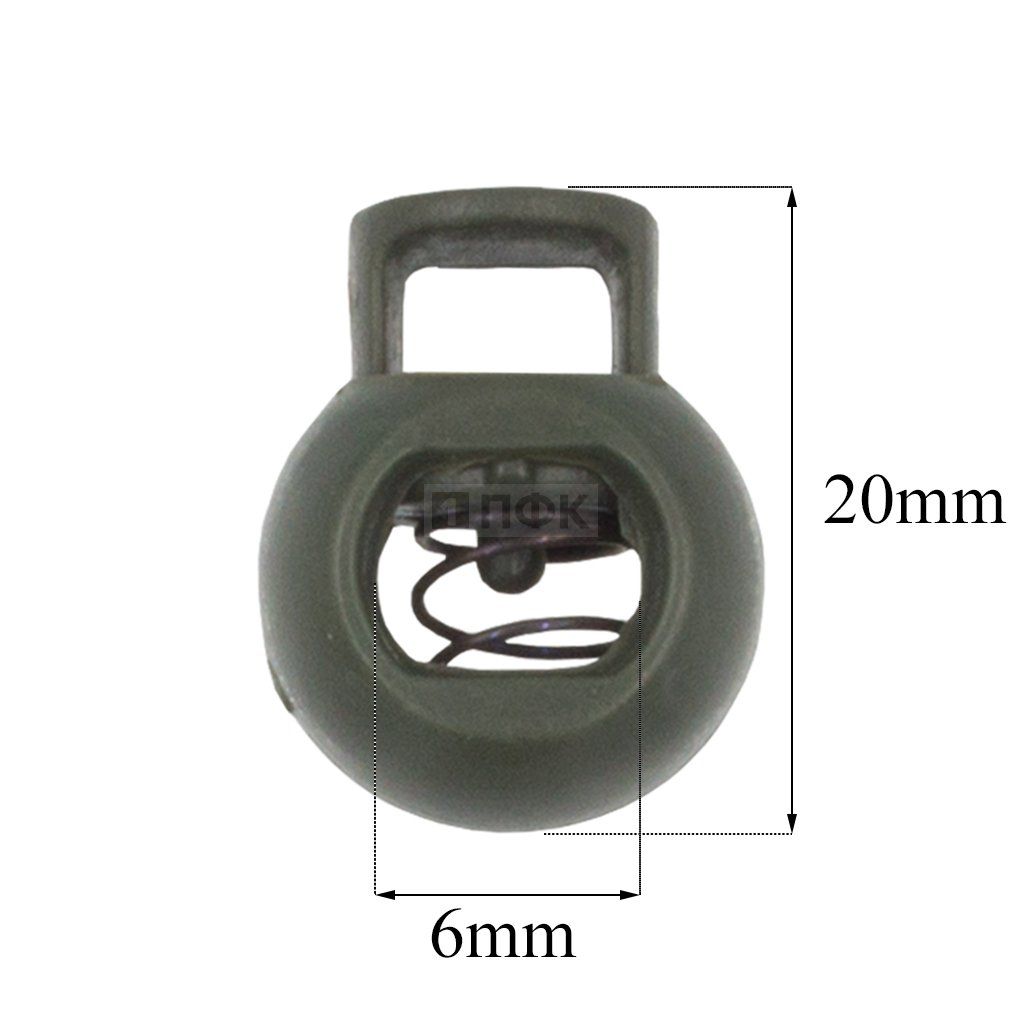 Фиксатор для шнура шар пластик 8953 цв оливковый (уп 500шт)