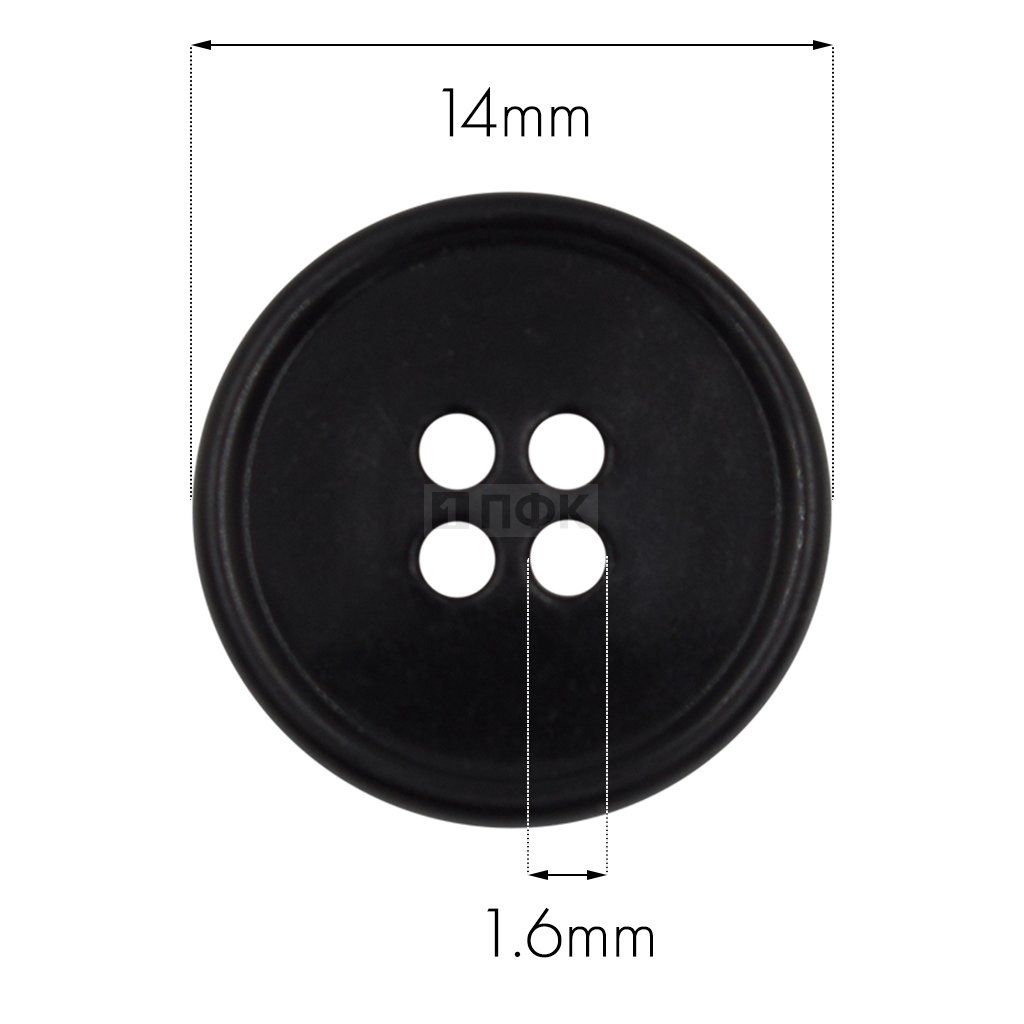 Пуговица КЛ 14-4 ПА 14мм цв черный (уп 1000шт)