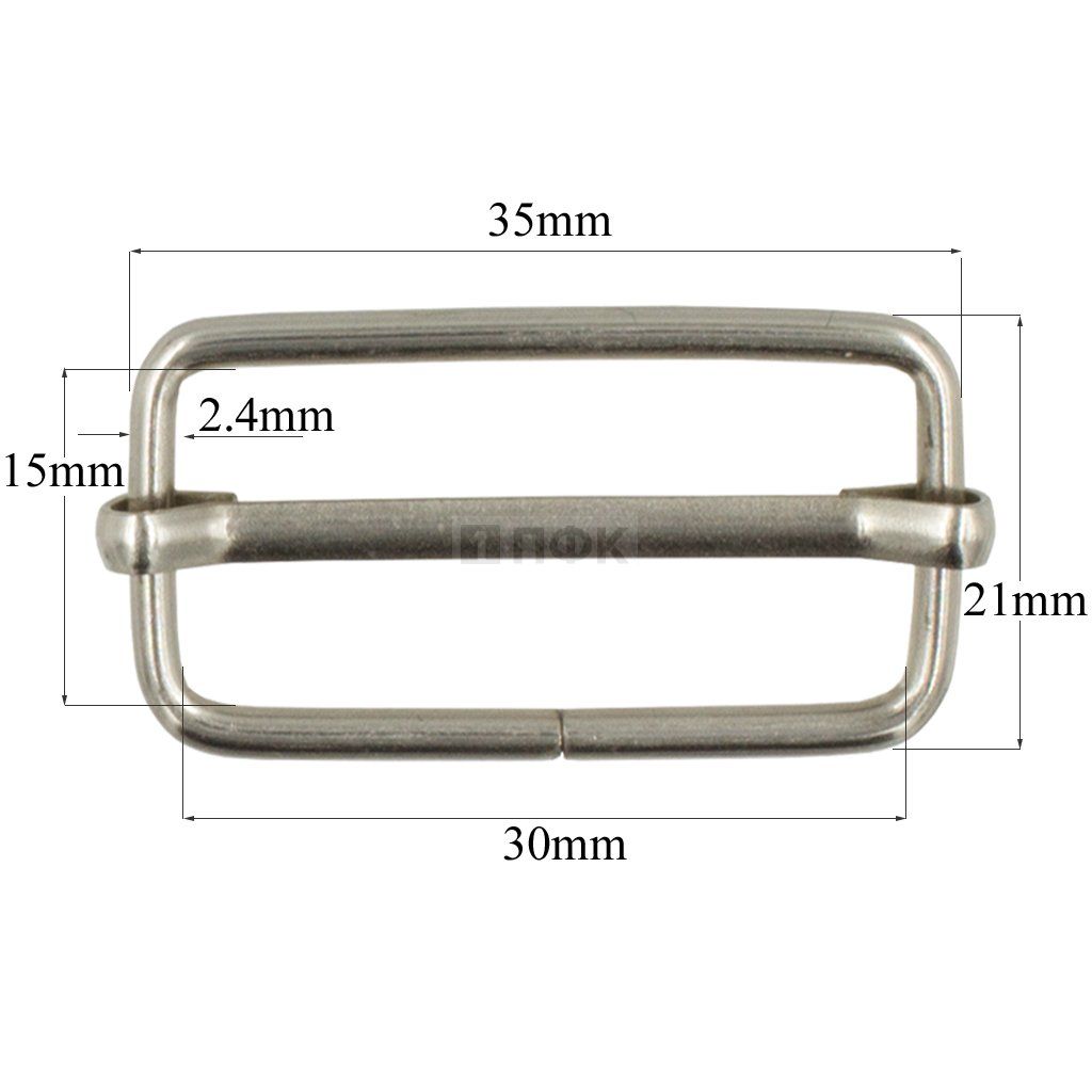 Пряжка регулировочная 30мм (толщ 2,4мм) цв никель (уп 1000шт)