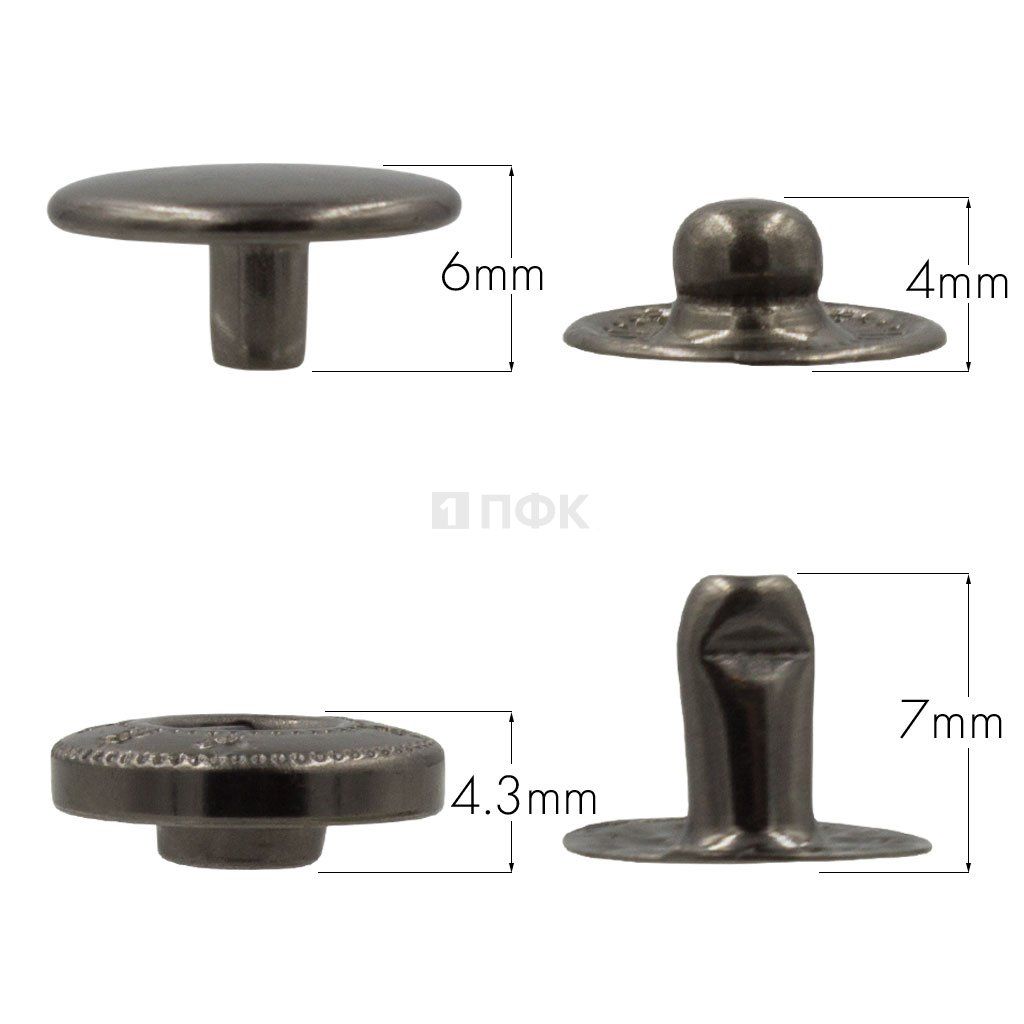 Кнопка для одежды 12,5мм Альфа сталь цв никель тем (уп 1440шт) ПФК