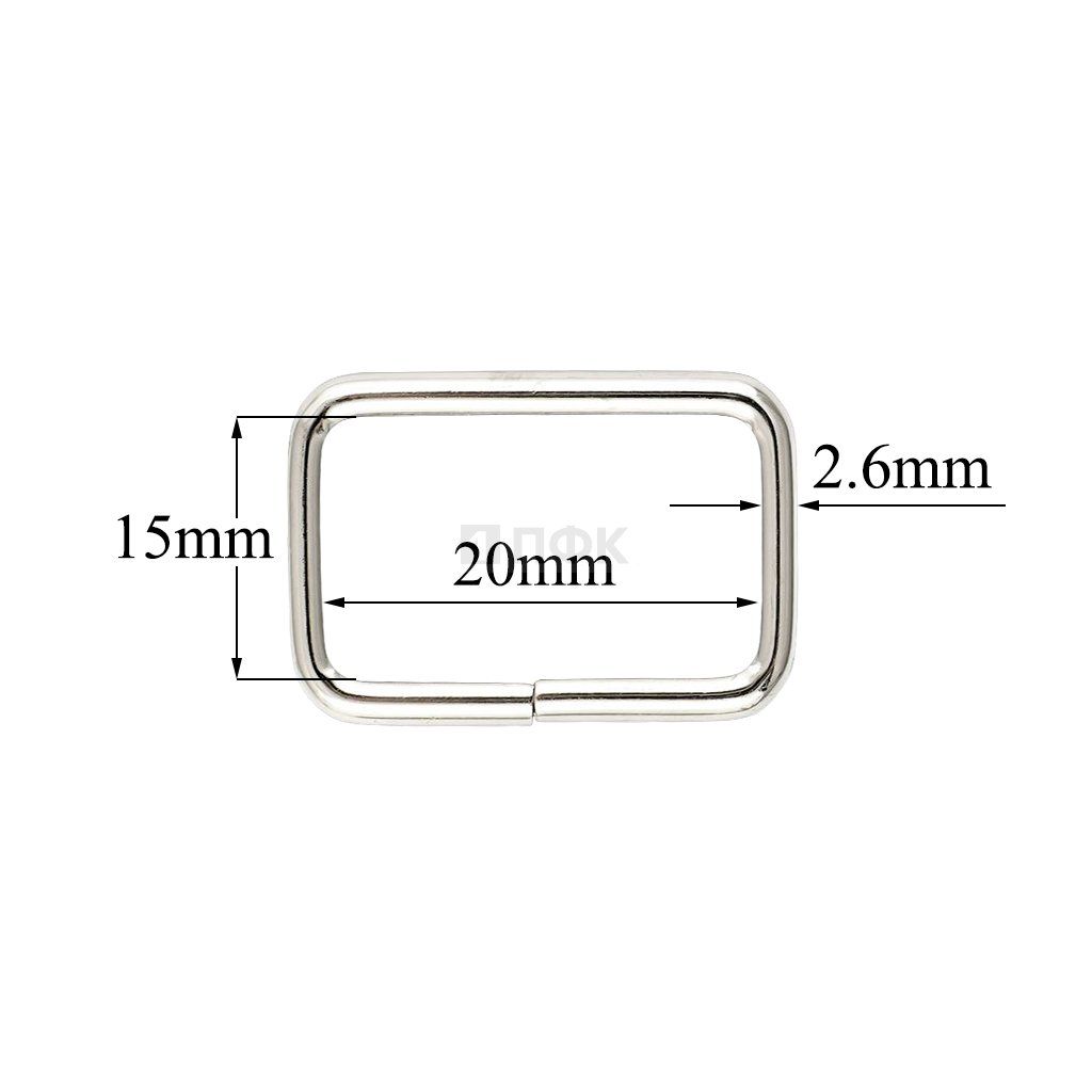 Пряжка - рамка 20мм (толщ 2,6мм) цв никель (уп 1000шт)