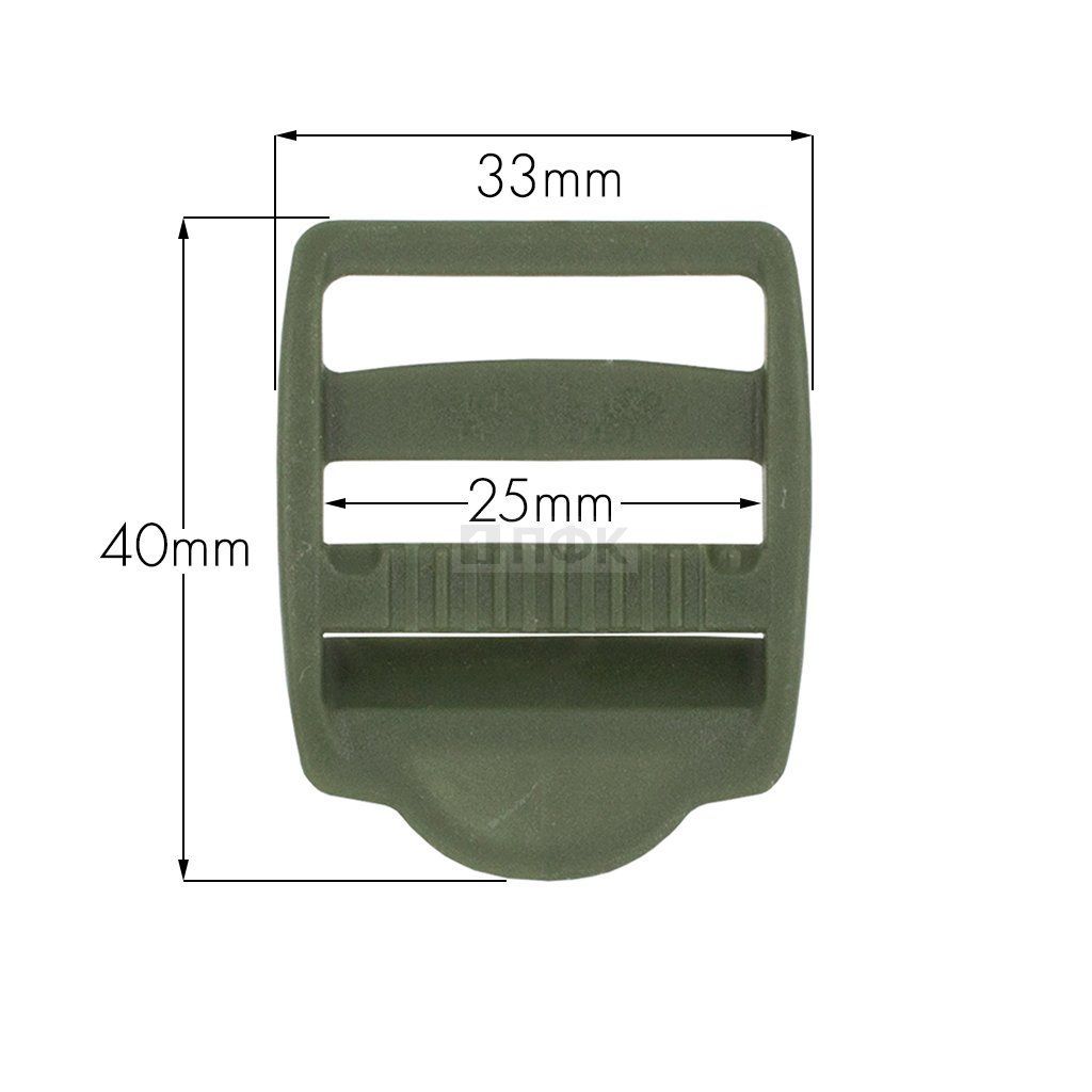 Пряжка трехщелевая ТЩ-25 ПП 25мм цв хаки (уп 1000шт/10000шт) 
