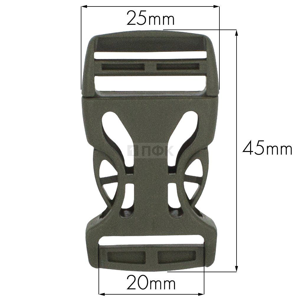 Фастекс Ф-20/3 (защелка-трезубец) ПП 20мм цв хаки (уп 1000шт)