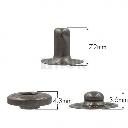 3 Части кнопки для одежды 12,5мм Альфа сталь цв никель тем (уп 1440шт) STORM 