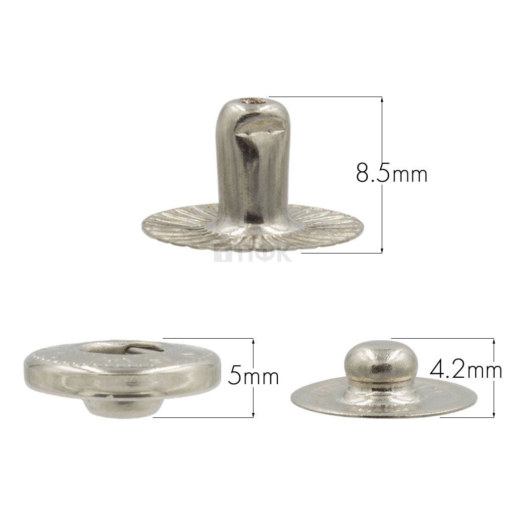 3 Части кнопки для одежды 15мм Альфа сталь цв никель (уп 720шт) NEW STAR