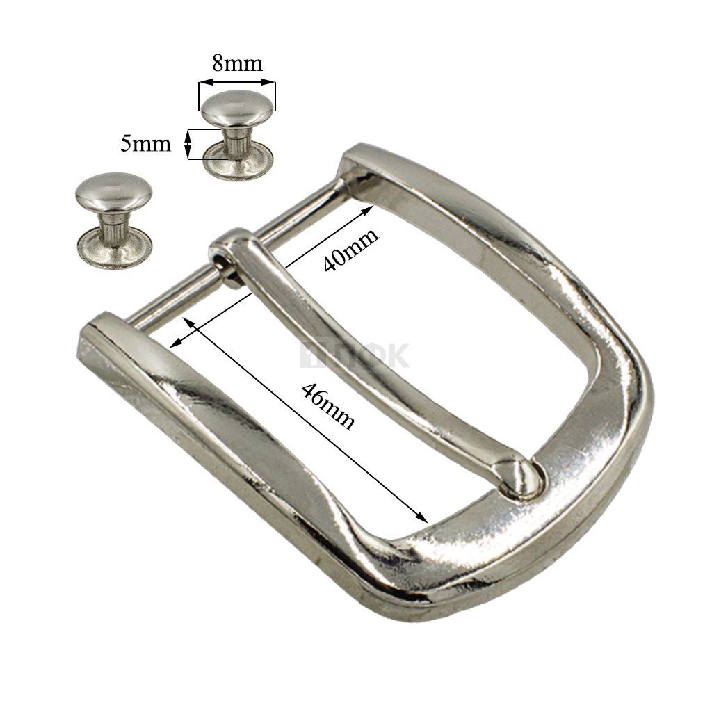 Пряжка металлическая ременная 40мм цв никель + 2 хольнитена (уп 50шт)