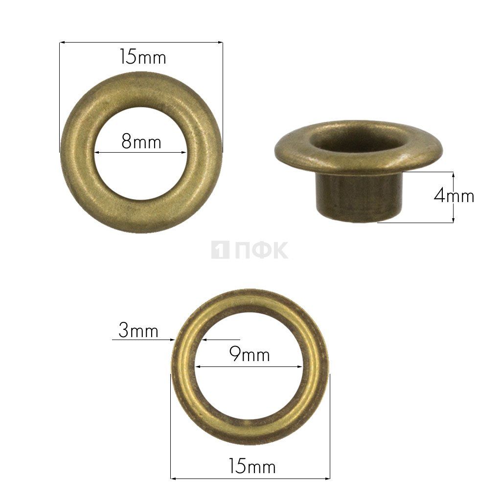 Люверсы №5 8мм нерж цв антик (уп 1000шт) 