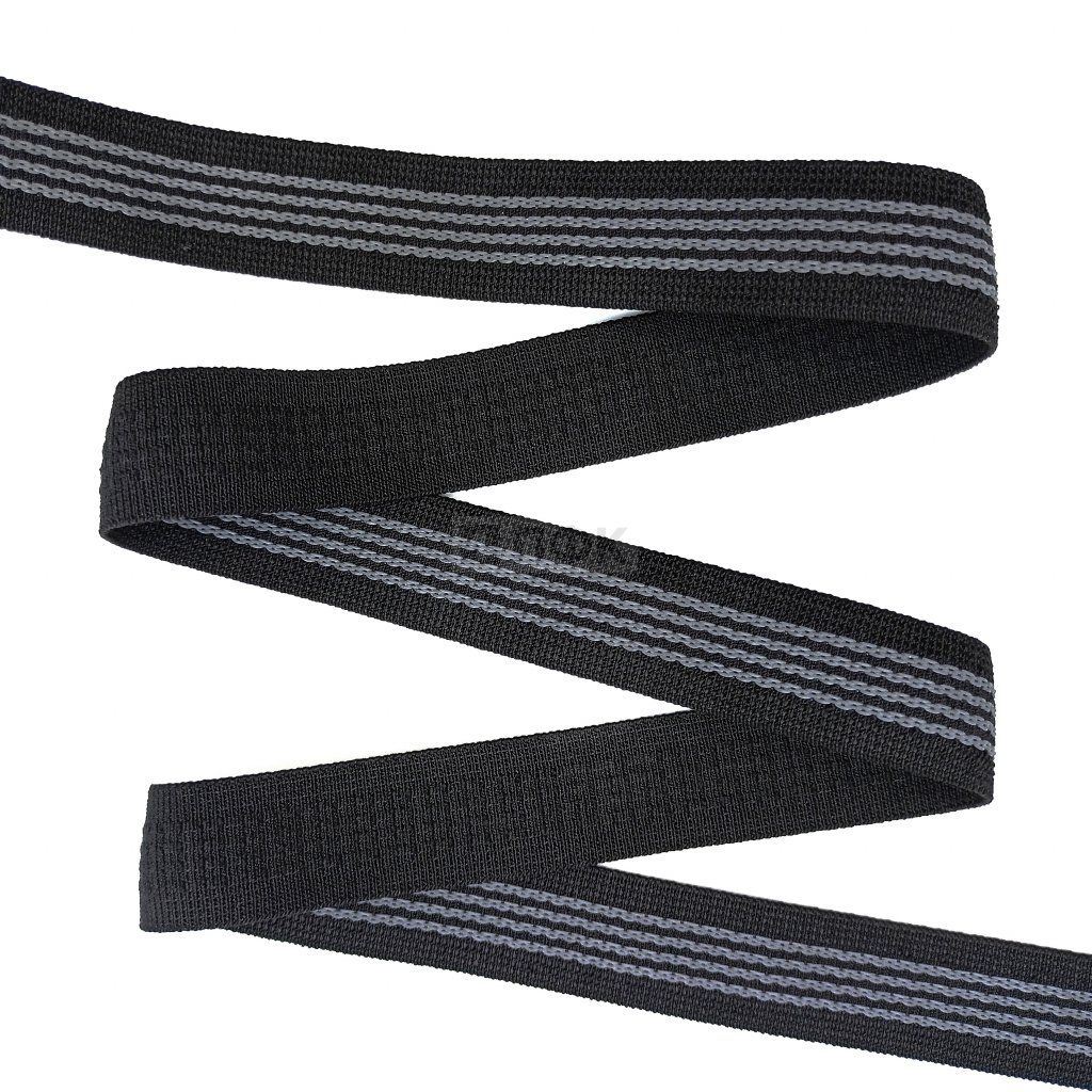 Резинка тканая с латексом 25мм 24 гр/м цв черный (уп 40м/200м) РБ — ПФКР Резинка тканая с латексом 25мм 24 гр/м цв черный (уп 40м/200м) РБ