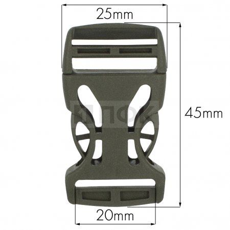 Фастекс Ф-20/3 (защелка-трезубец) ПП 20мм цв хаки (уп 1000шт)