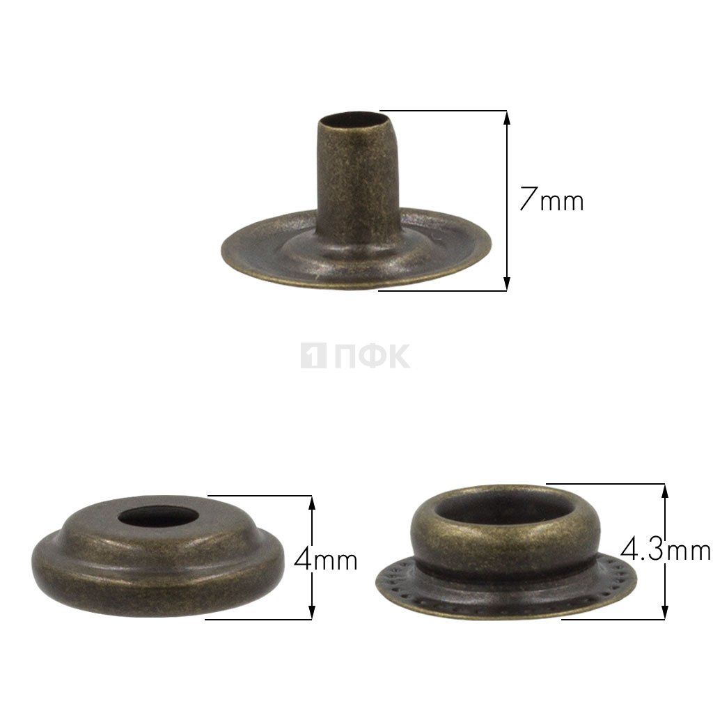 3 Части кнопки для одежды 15мм №61 сталь цв антик (уп 720шт) NEW STAR