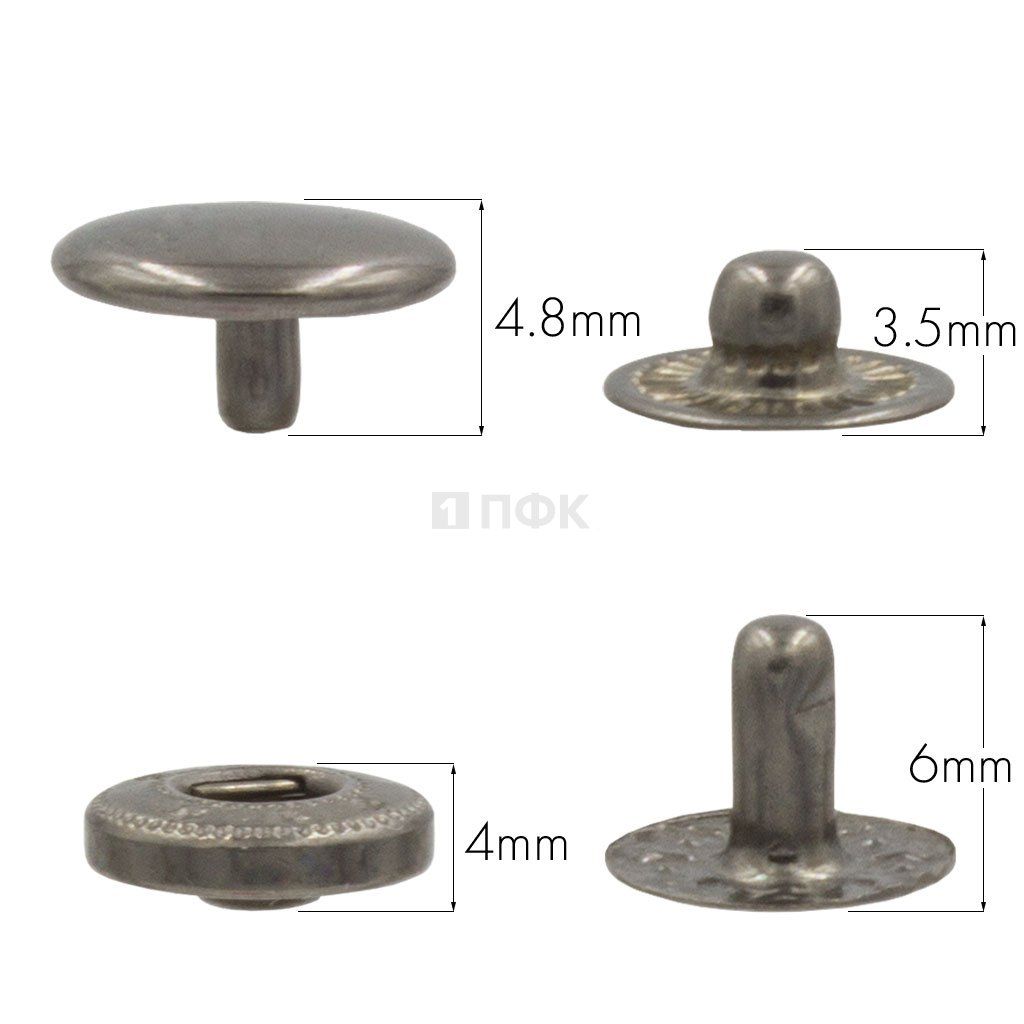 Кнопка для одежды 10мм Альфа сталь цв никель тем (уп 1440шт) STRONG