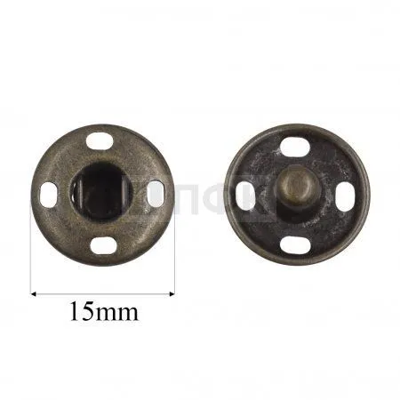 Кнопка пришивная 15мм латунь цв антик (уп 1000шт) Кнопка пришивная 15мм латунь цв антик (уп 1000шт)