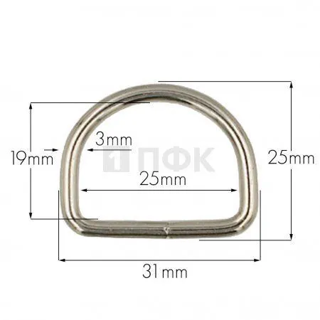 Полукольцо 25мм (толщ 3мм) цв никель сварное (уп 1000шт/10000шт) Полукольцо 25мм (толщ 3мм) цв никель сварное (уп 1000шт/10000шт)