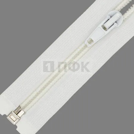 Молния спиральная (витая) тип 5 70см разъем цв 101 белый (уп 100шт) улучшен 18гр/рулонка 3,2гр/бег