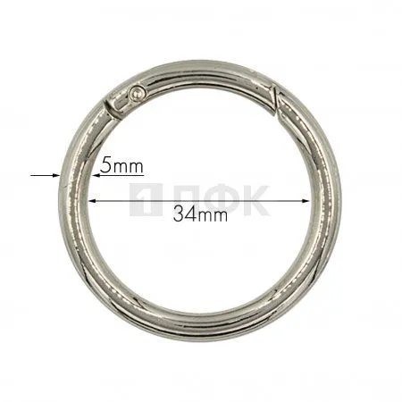 Кольцо металлическое 34мм 16066 цв никель (уп 200шт) Кольцо металлическое 34мм 16066 цв никель (уп 200шт)