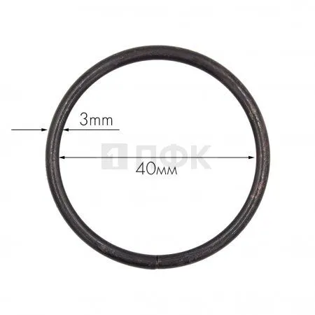 Кольцо металлическое 40мм (толщ 3мм) цв оксид (уп 200шт/5000шт) (A)