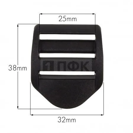 Пряжка-крыло трехщелевая U-25 ПП 25мм цв черный (уп 1000шт)