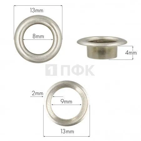 Люверсы №5 8мм сталь эконом цв никель (уп 2000шт/50000шт) Люверсы №5 8мм сталь эконом цв никель (уп 2000шт/50000шт)