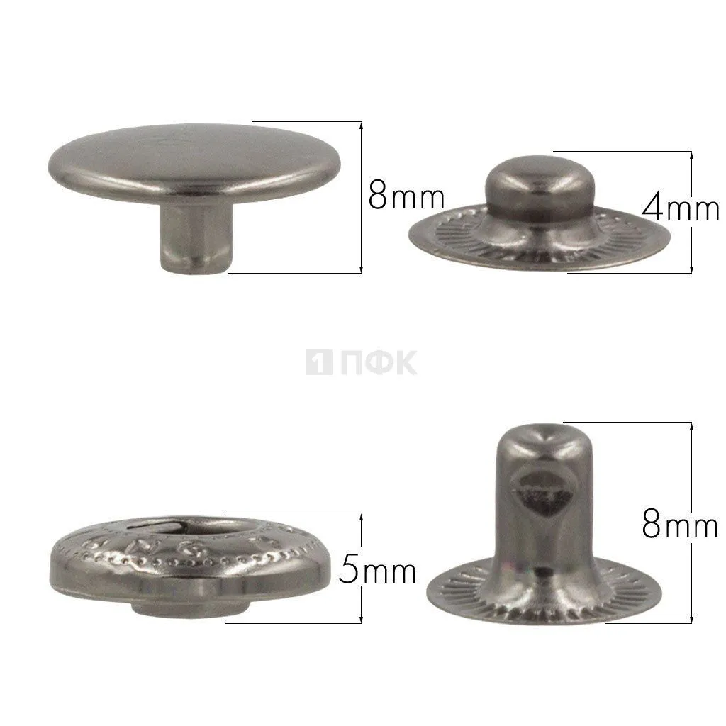 Кнопка для одежды 15мм Альфа сталь цв никель тем (уп 720шт) ПФК