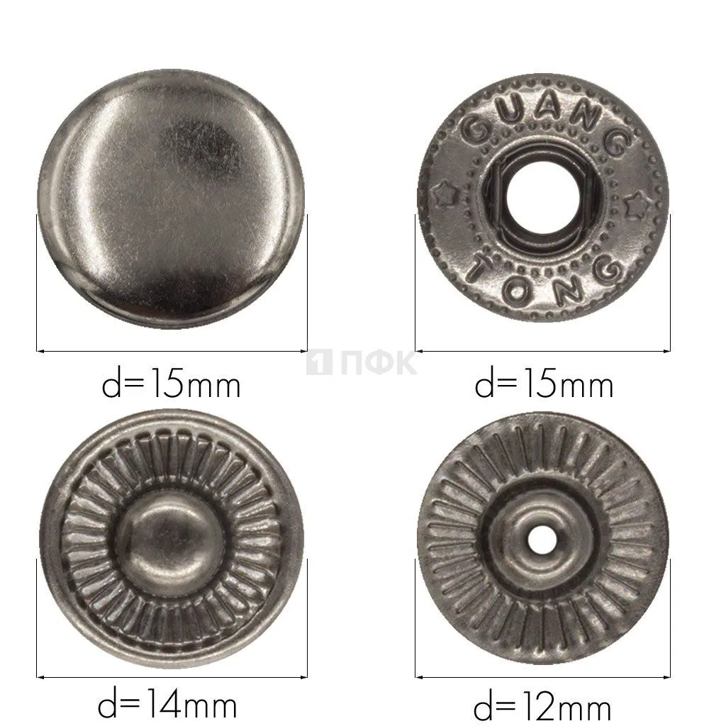 Кнопка для одежды 15мм Альфа сталь цв никель тем (уп 720шт) ПФК