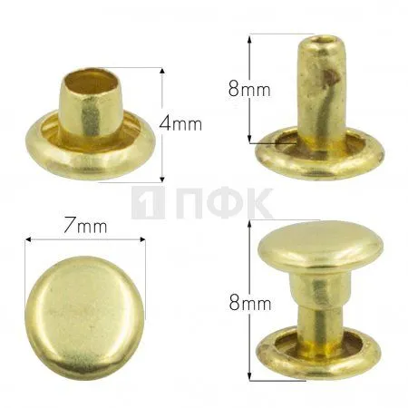 Хольнитены №33 7х7мм 2-х сторон латунь цв золото (упак 2000шт)