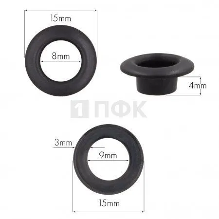 Люверсы №5 8мм латунь цв оксид (уп 1000шт) Люверсы №5 8мм латунь цв оксид (уп 1000шт)