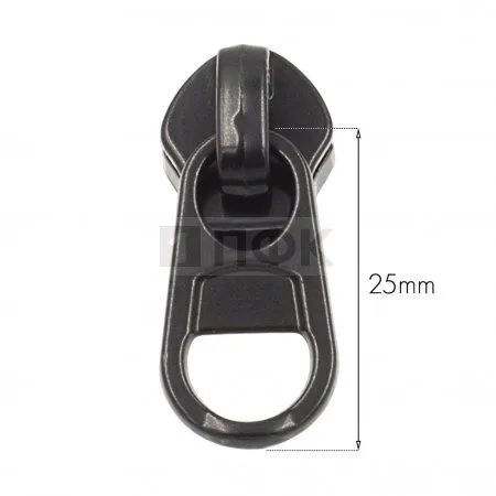 Бегунок для спиральной (витой) молнии тип 8 галант цв 322 черный улучш (уп 500шт/5000шт) РЕВЕРС KKY