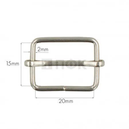 Пряжка регулировочная 20мм (толщ 2мм) цв никель (уп 1000шт)