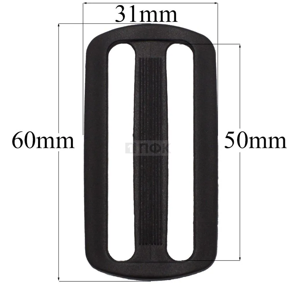 Пряжка двухщелевая ДЩ-50 ПП 50мм цв черный (уп 1000шт/10000шт)