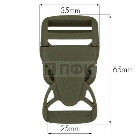 Фастекс (защелка-трезубец) ПП 25мм цв хаки (уп 200шт) 1001 ПФК Фастекс (защелка-трезубец) ПП 25мм цв хаки (уп 200шт) 1001 ПФК