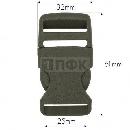 Фастекс A-25 (защелка-трезубец) ПФЛ 25мм цв хаки (уп 1000шт)