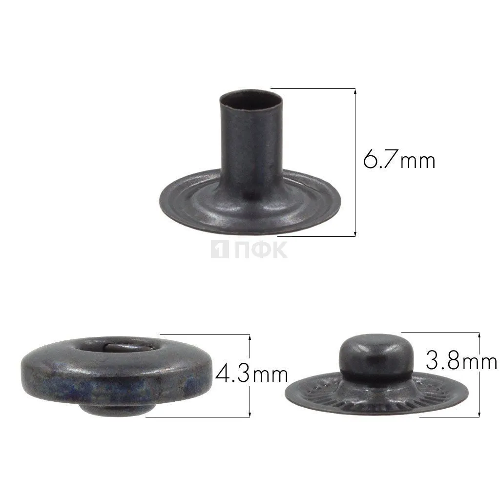 3 Части кнопки для одежды 12,5мм Альфа нерж цв оксид (уп 1440шт) BUTTONI 