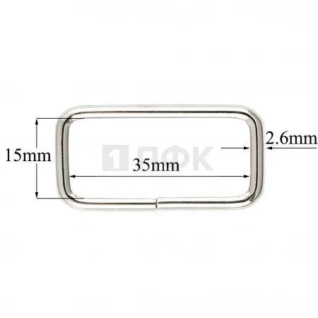 Пряжка - рамка 35мм (толщ 2,6мм) цв никель (уп 1000шт)