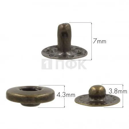 3 Части кнопки для одежды 12,5мм Альфа нерж цв антик (уп 1440шт) BUTTONI