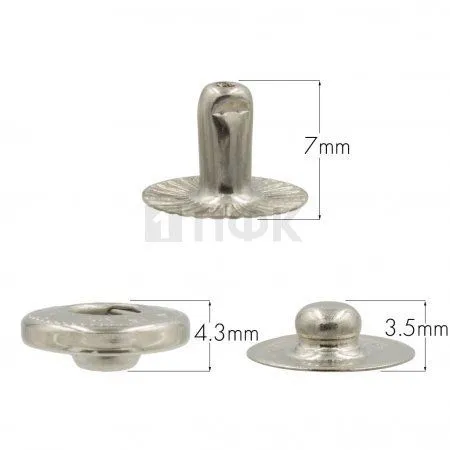 3 Части кнопки для одежды 12,5мм Альфа нерж цв никель (уп 1440шт) NEW STAR