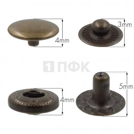 Кнопка для одежды 10мм Альфа нерж цв антик (уп 1440шт) STORM