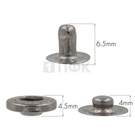 3 Части кнопки для одежды 12,5мм Альфа латунь цв никель тем (уп 1440шт) STRONG