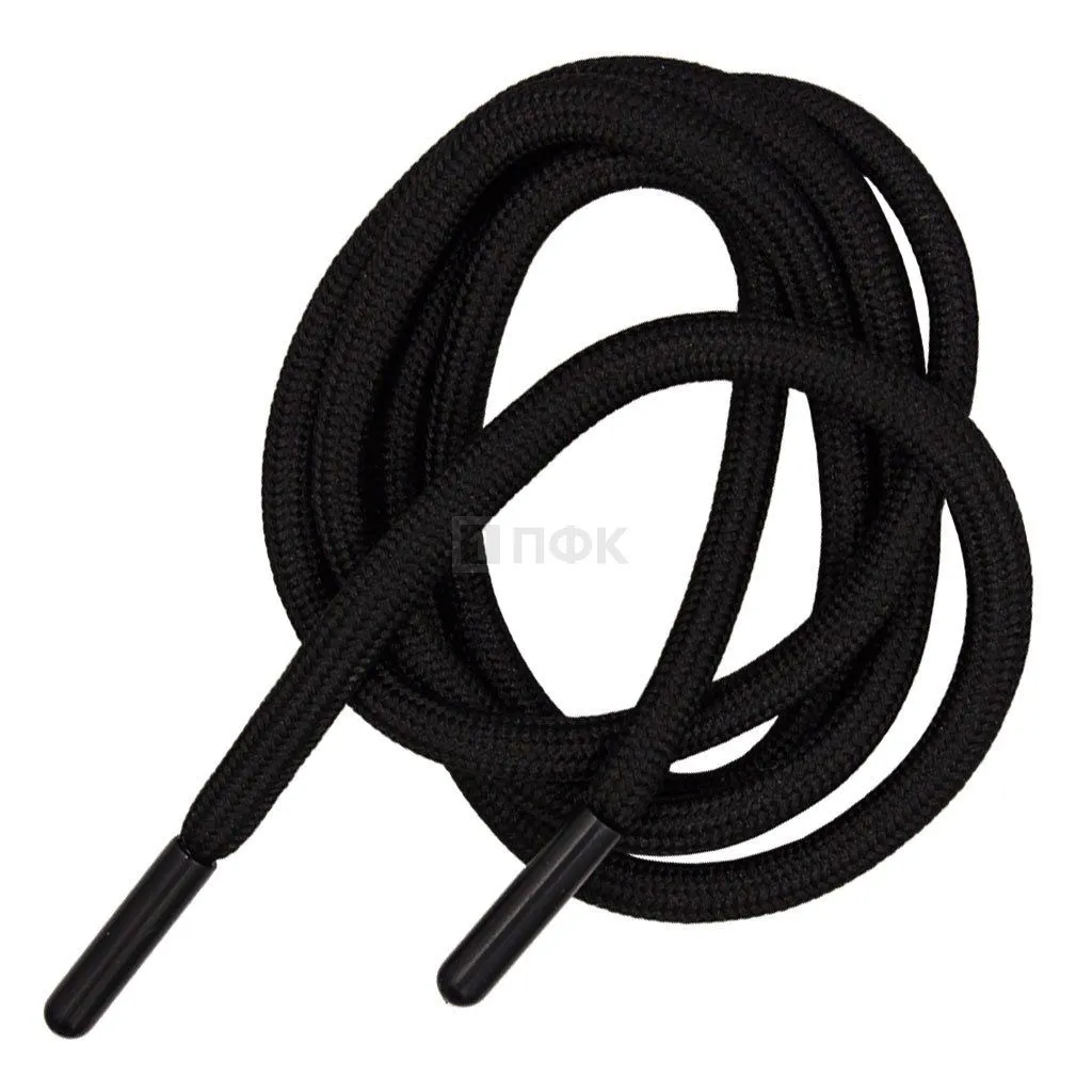 Шнурок 6мм 120см цв 322 черный (уп 100шт/2500шт)