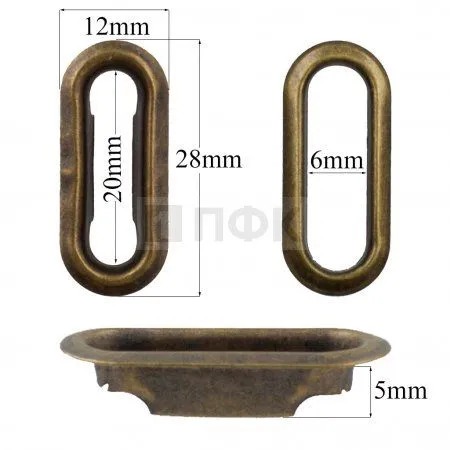 Люверсы овал 20мм сталь цв антик (уп 1000шт) Люверсы овал 20мм сталь цв антик (уп 1000шт)